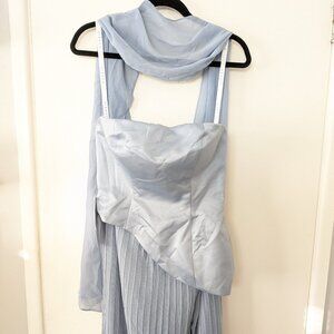 Azazie Atelier | Tierney Powder Blue Maxi Strapless Dress - Size 6